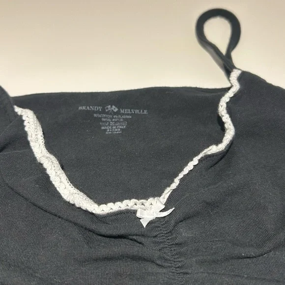 Brandy Melville Black Lace-Trim Cotton Cami Tank Top - Picture 4 of 6